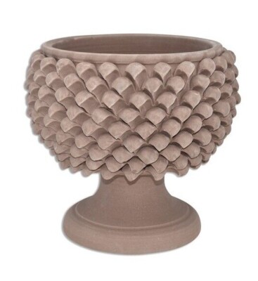Ceramic stem vase by Caltagirone Mezza Pigna outdoor indoor vase holder