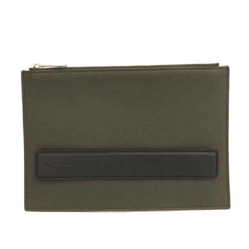Bottega Veneta Leather Flat Pouch Bag Khaki/2BD1482