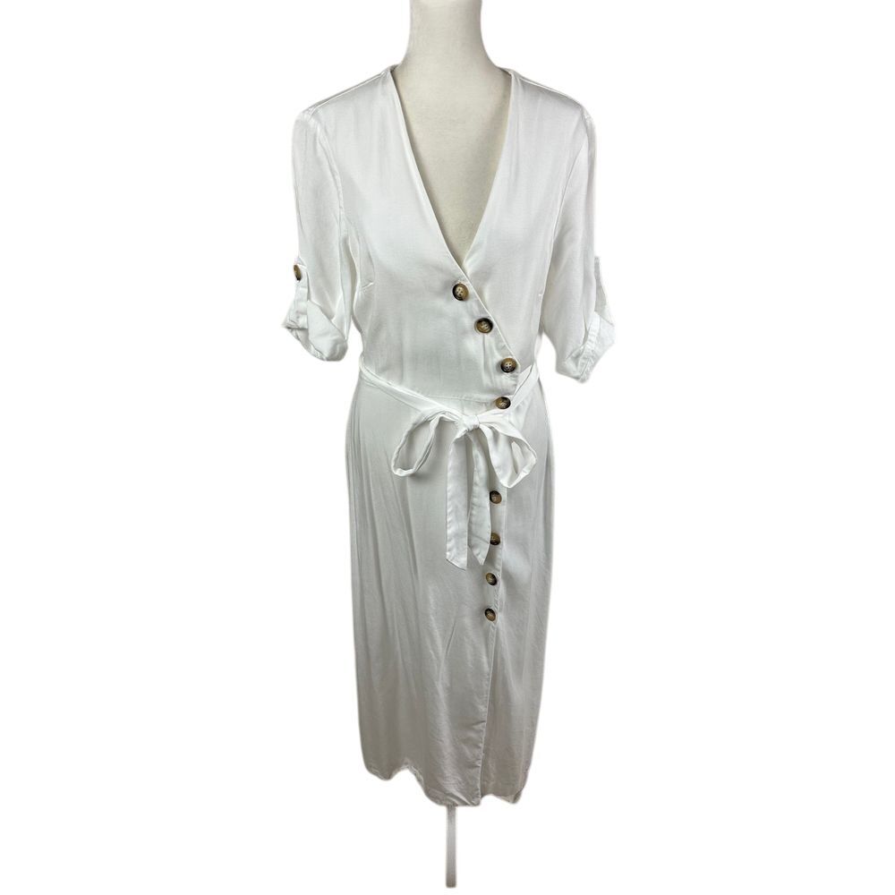 Zara Maxi Dress Women's Medium Button-Front Tie Waist-image