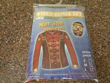 Video Gamer Nut Job Costume Boys Junior Large Stretch Suit  Hood New Halloween