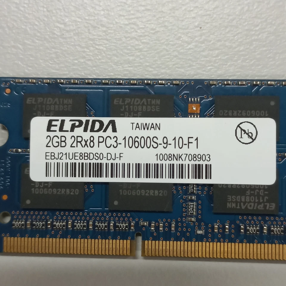 Elpida 2GB PC3-10600 DDR3-1333MHz non-ECC Unbuffered SoDimm EBJ21UE8BDS0-DJ-F - Image 4 of 4