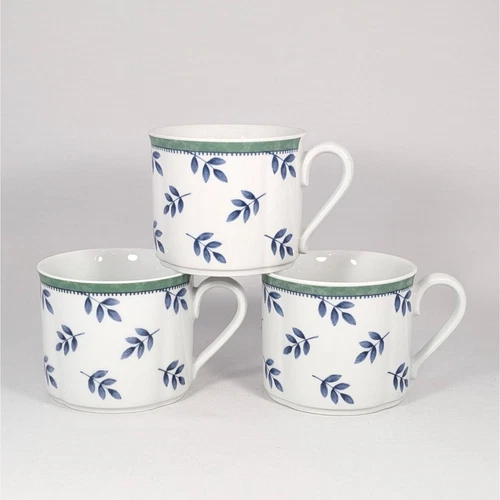 VILLEROY & BOCH Switch 3 Breakfast Cup Porcelain White Blue & Green Leaf Pattern