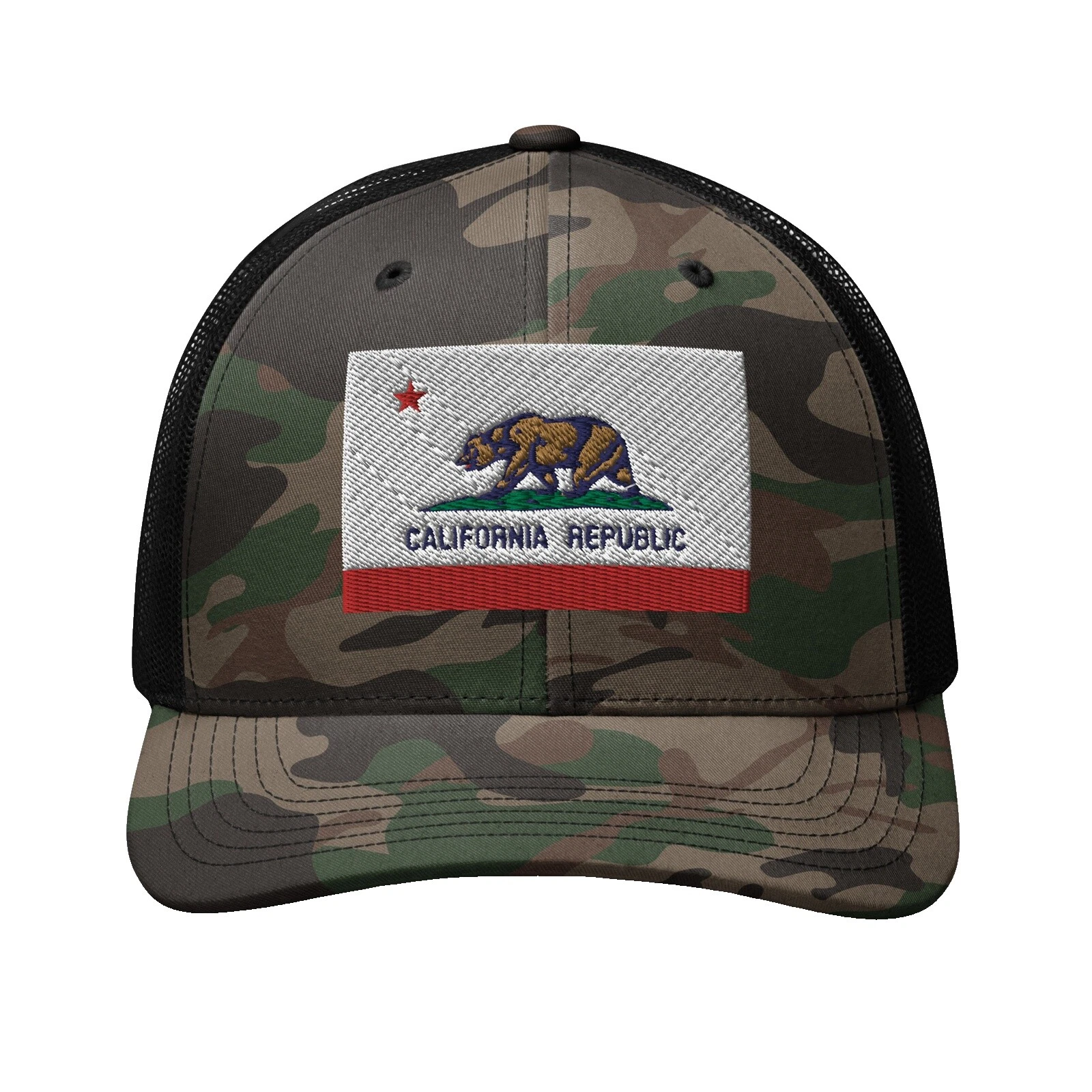 Black Camuflagem caminhoneiro Chapéus para Homens