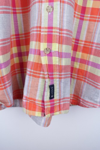 GANT Maine Twill Men Casual Shirt Orange Check Cotton size M - Picture 3 of 7