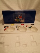 HALLMARK CHRISTMAS SNOWMAN HOLIDAY CONDIMENT BOWLS WITH SPOONS