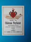 LABEL wine château puylazat burgundy controlled appellation 1962 pessac