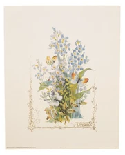 Vintage lithograph art print, Ladysmock flowers, Victorian 1880s design