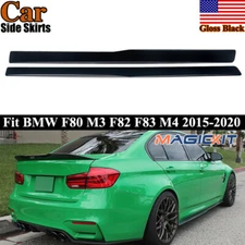 Gloss Black ABS Side Skirts Extension Lip For 2015-2020 BMW F80 M3 F82 M4 Bumper