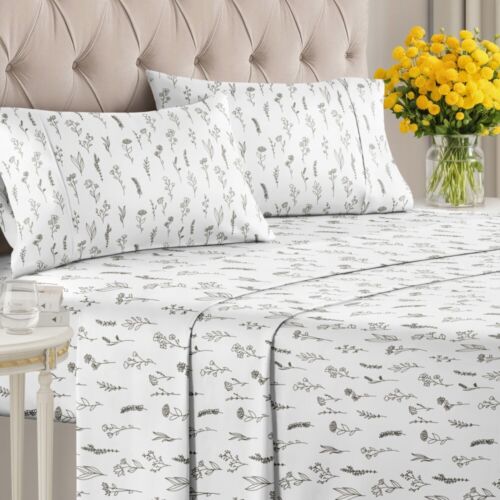 4 Piece Floral Sheet Set, Soft & Wrinkle-Free W/ Elegant Designs by CGK Linens - Picture 39 of 47