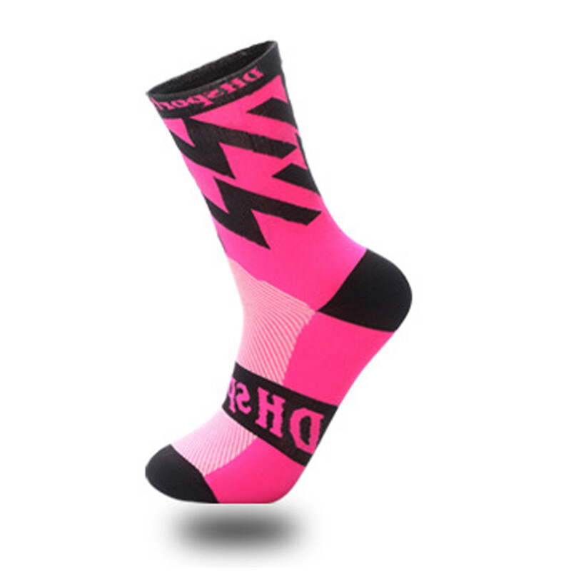 Men Women Cycling Ankle Socks for XC MTB BMX Biking Sports Pink-image
