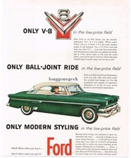 1954 Ford Crestline 2-door Coupe Green White Art Vintage Ad