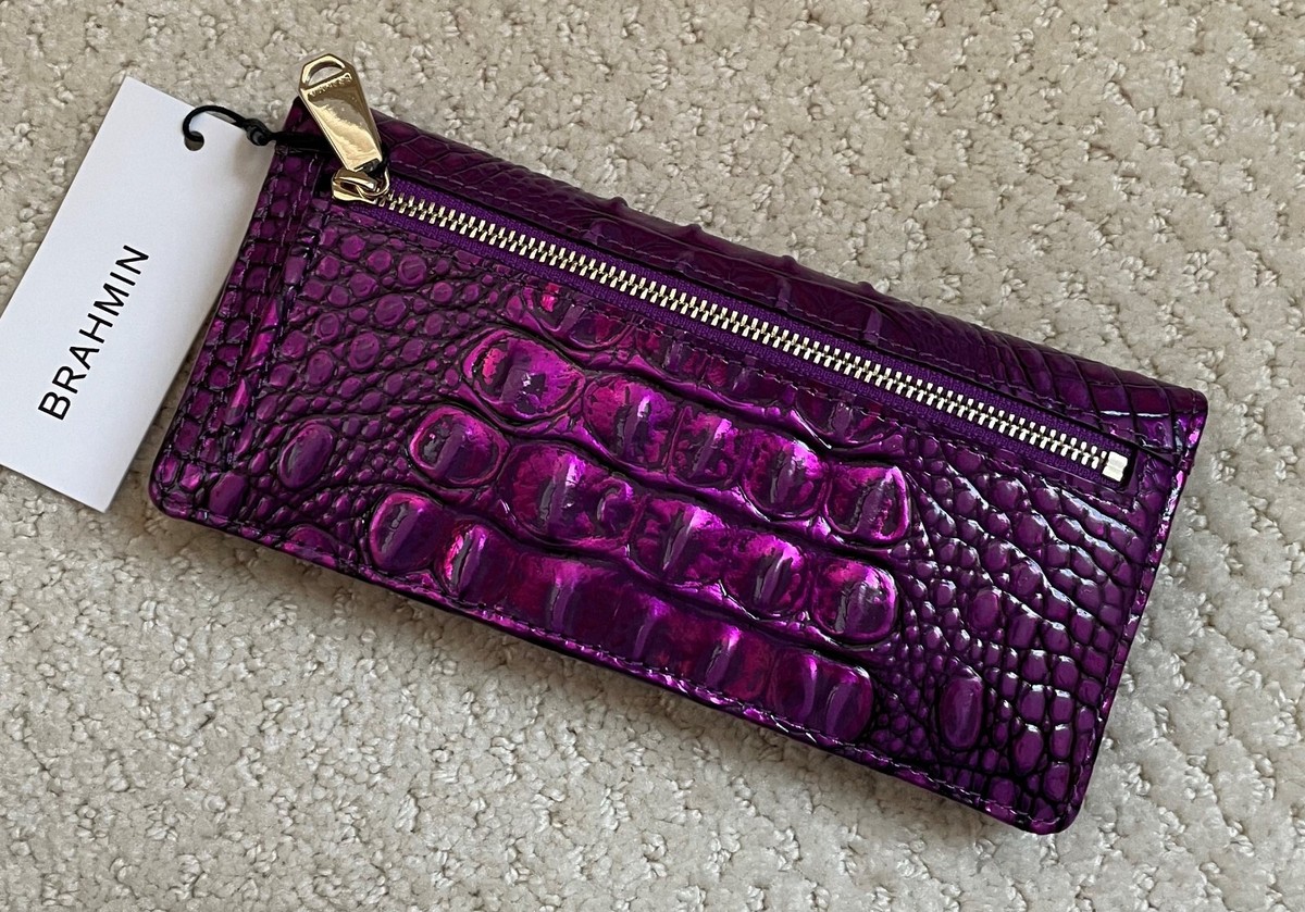 Brahmin Melbourne ADY Slim Bifold Lthr Wallet Clutch PURPLE POTION
