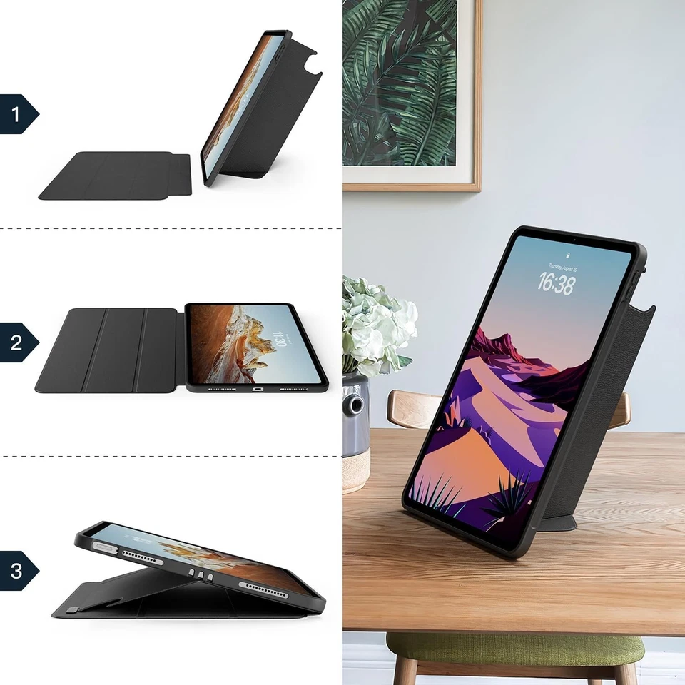 Funda de cuero PU para iPad Pro de 2 capas, separable con 3 modos de uso, funda automática Foto 3 de 4