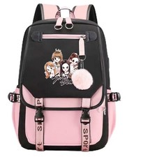USB Black Backpack Pink Shut Down Korean Casual Backpack Daypack Laptop Bag C...