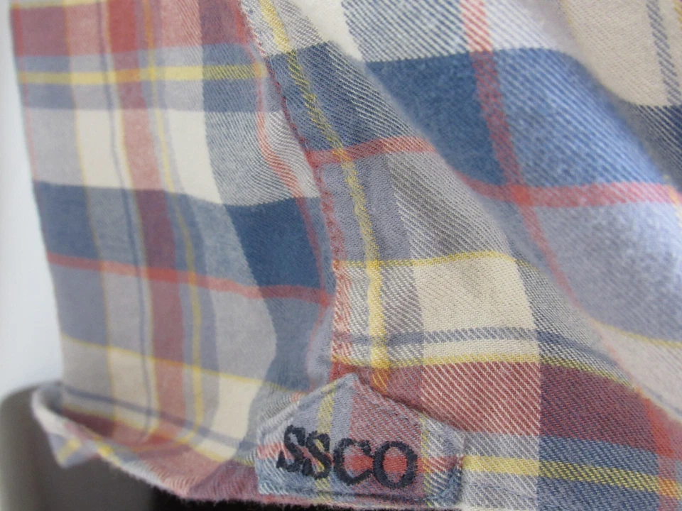 Camisa Southern Para Hombre 2X [52 Pecho 31L] Cuadros L/S Botón 2 Logo Pestañas Un Bolsillo Foto 4 de 4