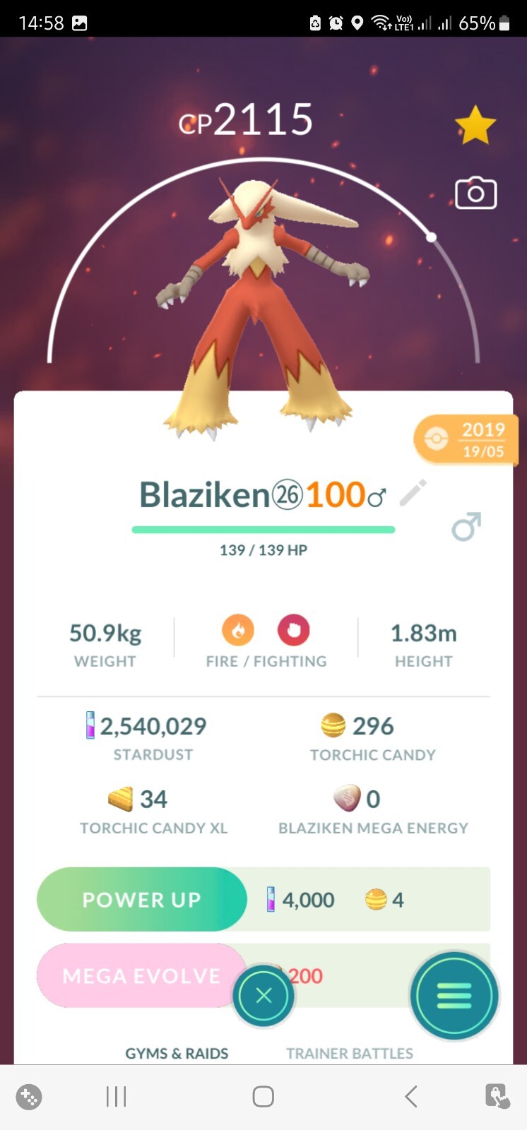 Blaziken Legacy ( Blast Burn ) Pokemon Tr@de Go