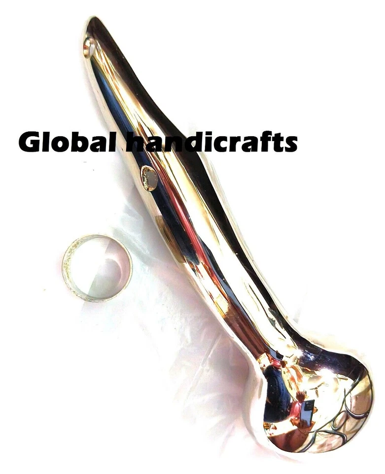 Perilla de caballo Hames hecha a mano con acabado de níquel mango largo de latón Foto 3 de 4