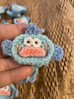 10 Pieces Handmade Mini Blue Fish Crocheted Embellishment Applique