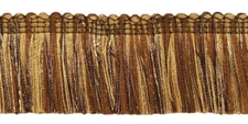 Brown Ivory Cream / 1 3/4" Brush Fringe Trim / Espresso Latte / Sold by the Yard
