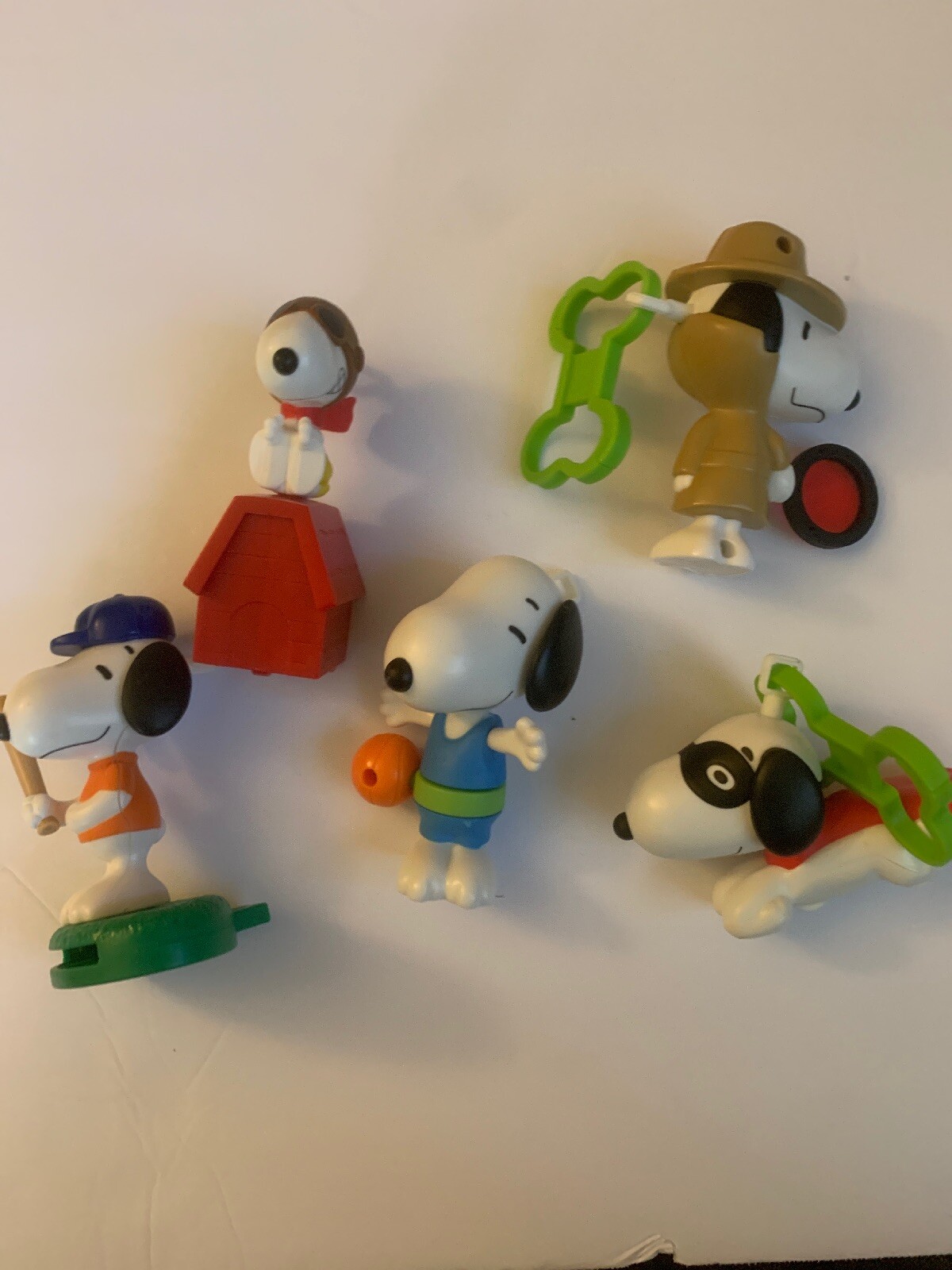 2018 Snoopy Peanuts McDonalds Toy Lot Of5 Detectives Flying Ace & Baseball EUC