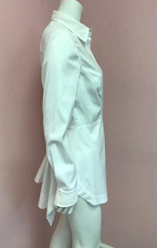 New $425 PerSe 10 Carlisle Designer White Long Cotton Tunic Shirt Blouse Top NWT - Picture 7 of 12
