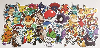 Pokemon Sticker Aufkleber 50 Stück Merch Mix Stickerbomb Pikachu (Art.Nr.77)