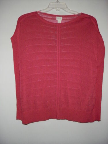 Chico's Top Women 0 Magenta Knit Rayon Panel Crewneck Sleeveless Ladies