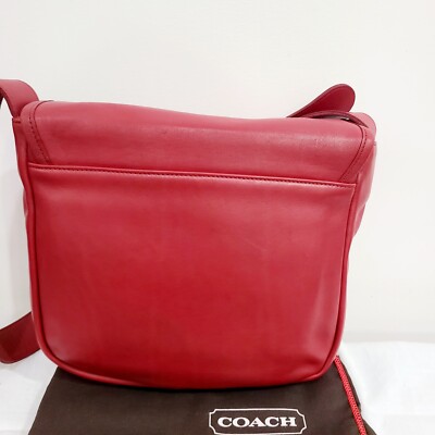 バッグ Coach Signature Legacy Flap Bag Red COACH VINTAGE LEGACY BEDFORD SADDLE MAIL FLAP RED LEATHER