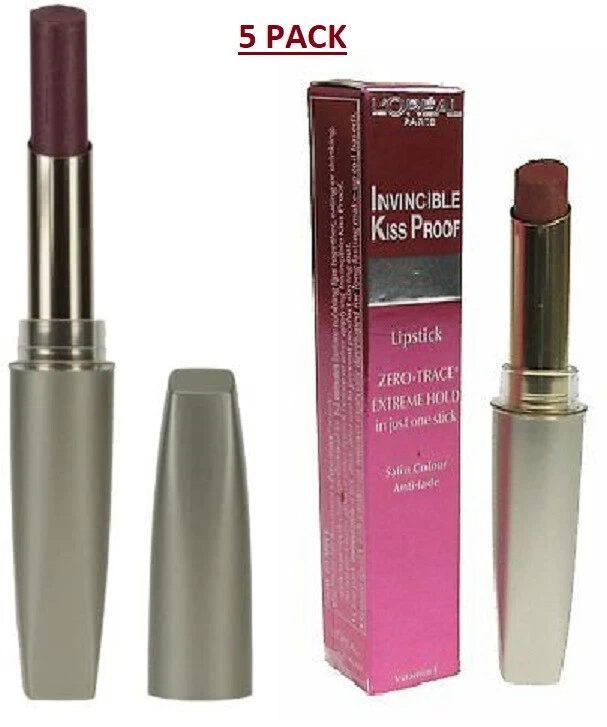 L'OREAL L’Oreal Invincible Kiss Proof Lippenstift 201 Crystal Mauve – 5er Pack – Langanhaltend