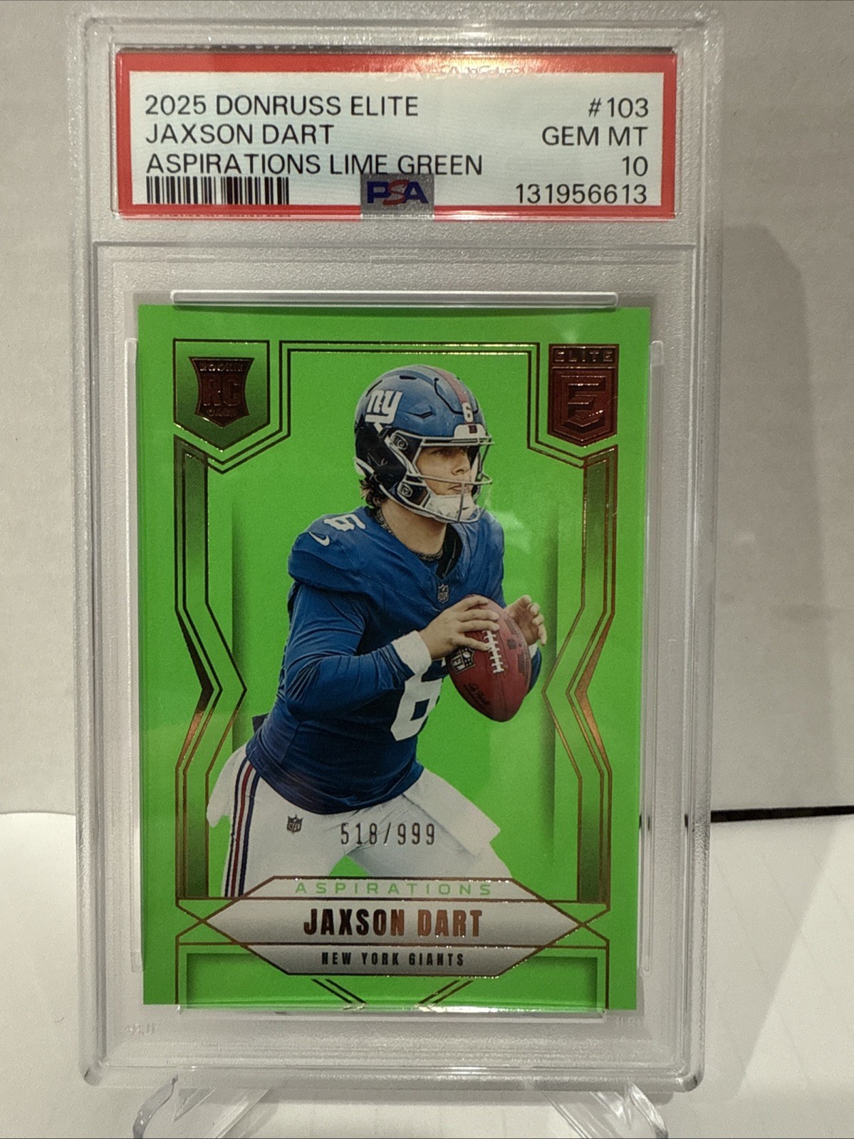 Jaxson Dart Panini Donruss Elite #103 Aspirations Lime Green