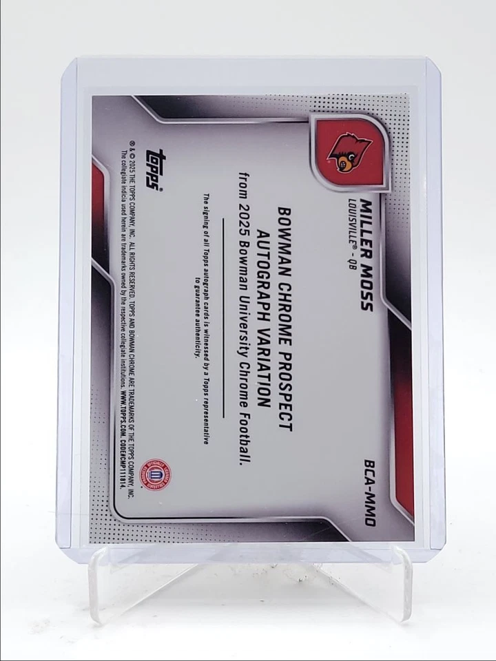 MILLER MOSS 2025 BOWMAN UNIVERSITY CHROME 1ST AUTOGRAPH AUTO Q4282 - Image 2 of 2