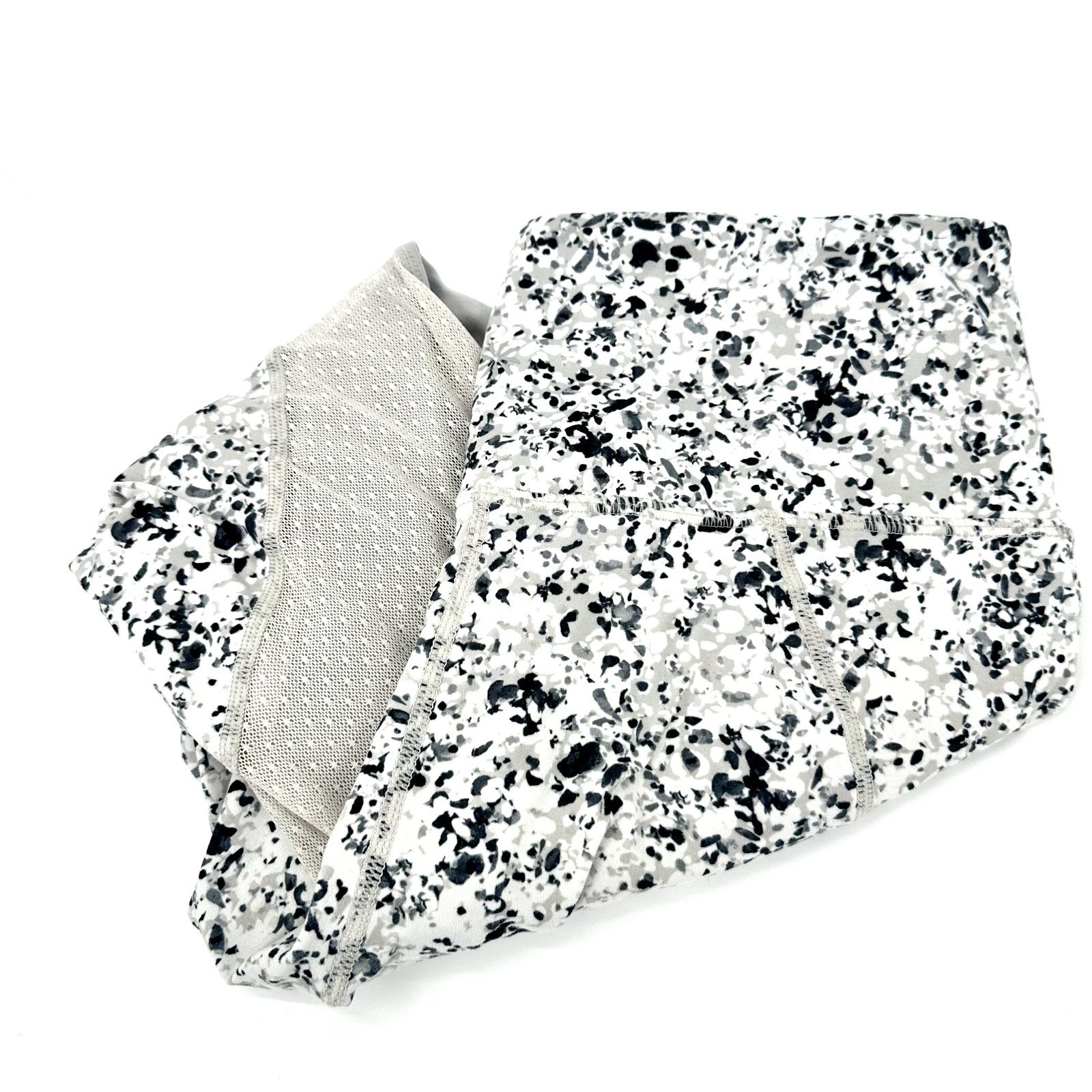 Athleta Womens Small White Sandstone Salutation Leggings with Mesh Panels for Activewear