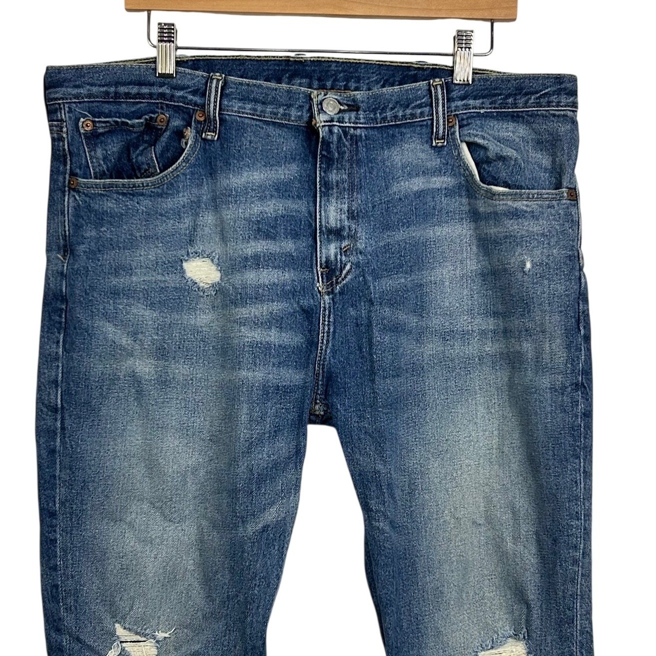 Levis 511 Jeans Mens Blue 38x32 Medium Wash Slim Fit Distressed Denim 04511-2369 thumbnail 2