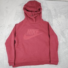 Nike Hoodie Womens Large Red Funnel Neck Fleece Pullover Hike Outdoor Cozy warm