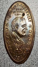 President FDR Franklin Roosevelt The New Deal / centesimo di grano allungato in metallo misto