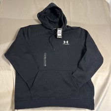 NEW Under Armour Men's XXL 2XL Black Hooded Pullover Sweatshirt