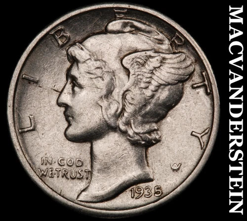 1935-D Mercury Dime- Silver- Scarce High Grade Luster No Reserve #J4356
