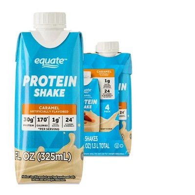Equate High Performance Protein Shake, Caramel, 11 fl oz, 4 Count