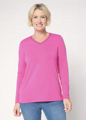 Jingle Belles by Kim Gravel TripleLuxe Knit Sparkle V-Neck Top Size S A711036
