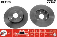 2X TRW Bremsscheibe DF4135 FüR Smart Fortwo Roadster 451 452 City Crossblade 450