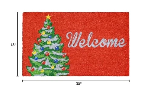  Natura Winter Red Outdoor Welcome Coir Door Mat, 1'5" x 2'6"  - Picture 3 of 3