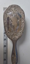 Antique Ornate Vintage Vanity Hair Brush, Silver-Plated, Ivory, Collectible
