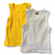 Tiger Friday Girls XL 2-Pack Ribbed Tank Tops Yellow  Blue Sleeveless Stretch