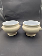 Emile Henry France Lion's Head Soup Bowls Cream Colour