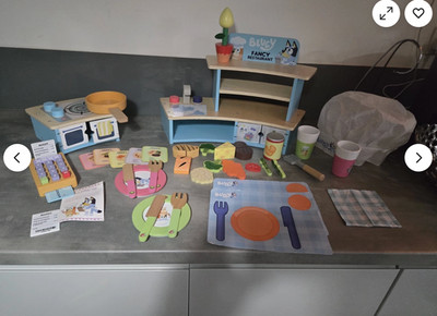 Bluey Tischplatte Holz Kinder Rollenspiel Aktivität Restaurant Spielset Küche