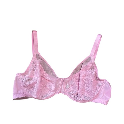 HSIA Light Pink Unlined Floral Lace Minimizer Bra Size 46C