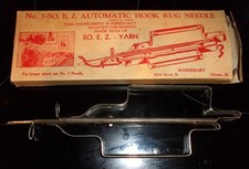 Vintage No 3 SO. E. Z. Automatic Hook Rug Needle Yarn Craft Wonderart Chicago