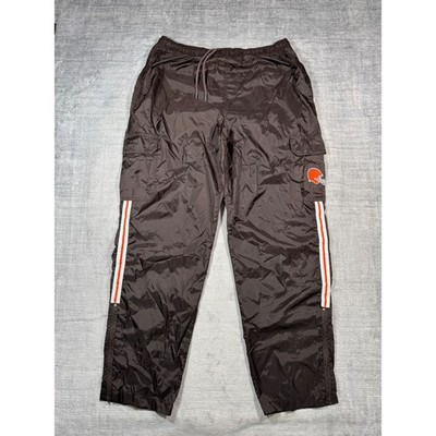 Cleveland Browns Pants Mens Large Brown Cargo Gameday Vtg Windbreaker Baggy