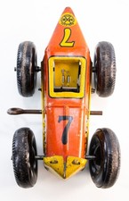 Marx 7 Bobtail Midget Race Car 1940s Tin Wind-Up WORKS MAR USA Key