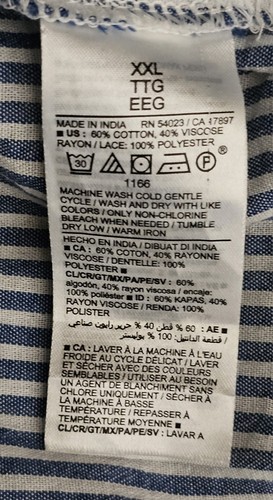 Old Navy Top Plus Size XXL Blue White Stripe Button-Up Lace Peasant Cottagecore - Picture 22 of 24